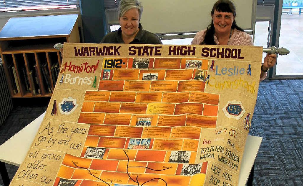 With Warwick State High School 100th celebrations around the corner committee chairwoman Janet Reid and secretary Janet Williams marvel over the quilt created by Leslie Alison. With Warwick State High School 100th celebrations around the corner committee chairwoman Janet Reid and secretary Janet Williams marvel over the quilt created by Leslie Alison.